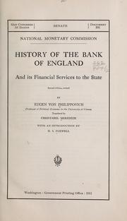 Cover of: History of the Bank of England and its financial services to the state | Eugen von Philippovich