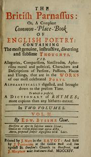 The British Parnassus, or, A compleat common-place-book of English poetry by Edward Bysshe