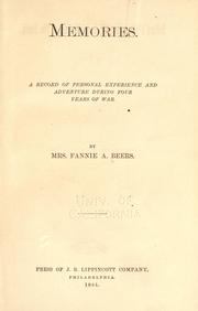 Cover of: Memories by Fannie A. Beers, Fannie A. Beers