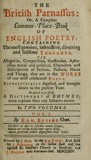 The British Parnassus, or, A compleat common-place-book of English poetry by Edward Bysshe