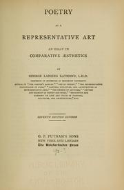 Cover of: Poetry as a representative art by George Lansing Raymond