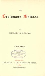 Cover of: The Breitmann ballads by Charles Godfrey Leland
