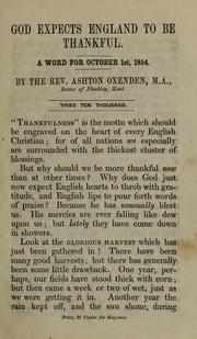 Cover of: God expects England to be thankful: a word for October 1st, 1854