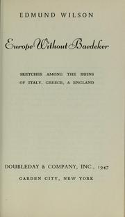 Cover of: Europe without Baedeker by Edmund Wilson