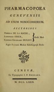 Cover of: Pharmacopoea Genevensis ad usum nosocomiorum