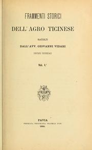 Frammenti storici dell'agro ticinese by Giovanni Vidari
