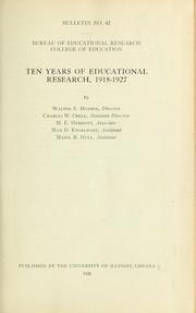 Cover of: Ten years of educational research: 1918-1927