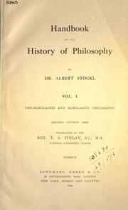 Cover of: Handbook of the history of philosophy by Albert Stöckl