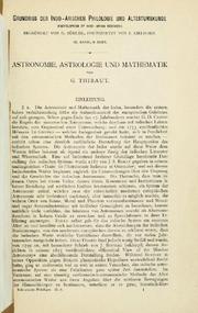 Cover of: Astronomie, Astrologie und Mathematik by George Thibaut