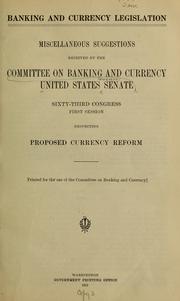 Cover of: Banking and currency legislation