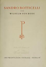 Cover of: Sandro Botticelli by Wilhelm von Bode