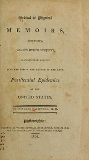 Cover of: Medical & physical memoirs by Charles Caldwell