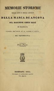 Cover of: Memorie storiche delle arti e degli artisti della Marca di Ancona