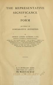Cover of: The representative significance of form | George Lansing Raymond