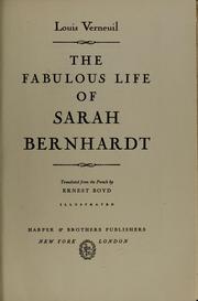 Vie merveileuse de Sarah Bernhardt by Louis Verneuil