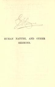 Cover of: Human nature, and other sermons. by Joseph Butler