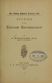 Cover of: Studies on the English reformation ... | Williams, J.