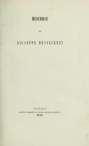 Cover of: Discorsi di Giuseppe Devincenzi
