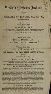 Programme of lectures, classes, &c., session 1860-61 ... by Bradford Mechanics' Institute