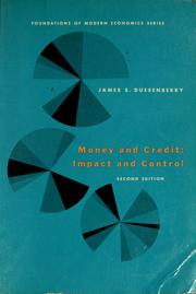 Cover of: Money and credit: impact and control