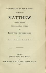 Cover of: Commentary on the Gospel according to Matthew by Robert Samuel Fischer