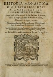 Cover of: Historia monastica di d. Pietro Ricordati, gia Calzolari ... by Pietro Calzolari