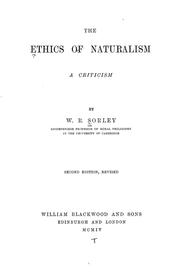 Cover of: On the ethics of naturalism: a criticism