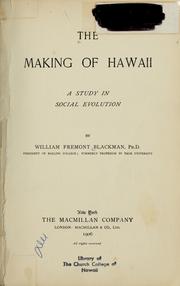 Cover of: The making of Hawaii: a study in social evolution