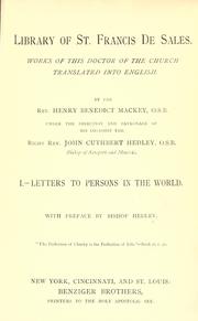 Cover of: Letters to persons in the world by Francis de Sales