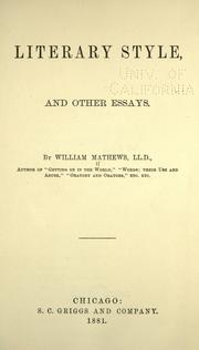 Cover of: Literary style by William Mathews