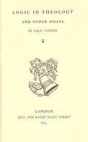 Cover of: Logic in theology, and other essays by Isaac Taylor