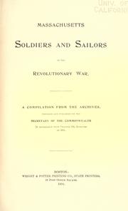 Cover of: Massachusetts soldiers and sailors of the Revolutionary War.   PEA - RAZEY by Massachusetts. Office of the Secretary of State.