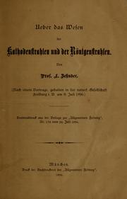 Cover of: Ueber das Wesen der Kathodenstrahlen und der Röntgenstrahlen