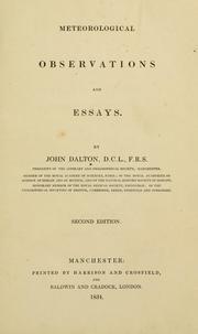 Meteorological observations and essays by John Dalton