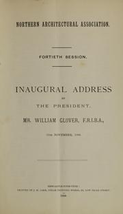 Cover of: Inaugural address by William Glover