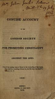 Cover of: A concise account of the London Society for Promoting Christianity amongst the Jews. by Hannah Adams
