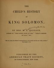 Cover of: The child's history of King Solomon by M. A. Hallock