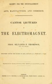 Cover of: Cantor lectures on the electromagnet