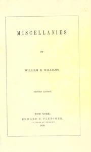 Cover of: Miscellanies. by William R. Williams