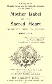 Cover of: Mother Isabel of the Sacred Heart, Carmelite nun of Lisieux. by Agnes de Jésus Soeur.