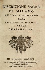 Cover of: Descrizione sacra di Milano antico e moderna regolata sul corso divoto delle quarant'ore