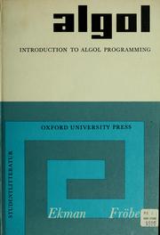 Cover of: Introduction to ALGOL programming