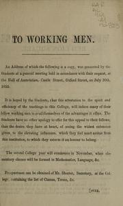 Cover of: To the working men by John Roebuck