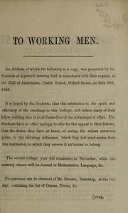 Cover of: To the working men