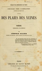 Cover of: Des plaies des veines: Thèse présentée et soutenue