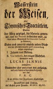 Cover of: Wasserstein der Weisen, oder, Chymisches Tractätlein by Johann Siebmacher