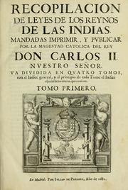 Cover of: Recopilacion de leyes de los reynos de las Indias. by Spain.