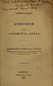 Cover of: Observations on aneurism of the abdominal aorta