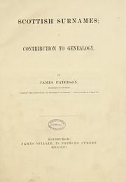 Cover of: Scottish surnames; a contribution to genealogy by Paterson, James