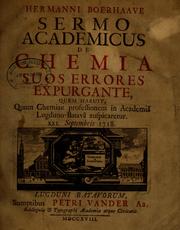 Cover of: Hermanni Boerhaave Sermo academicus de chemia suos errores expurgante by Herman Boerhaave